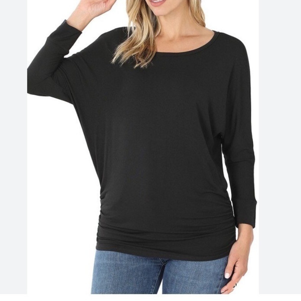 NEW Zenana Plus Size 2X Black Women's 3/4 Sleeve‎ AT-5574XP